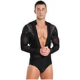 thumbnail image 1 of Doomiva Men Sparkly Rhinestones Dance Shirt Deep V Neck Latin Dance T-Shirt Ballroom Leotard Black L, 1 of 8