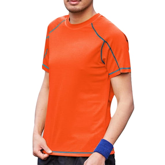 Doomiva Men’s Quick Dry UPF 50+ Sun Protection Short Sleeve Athletic Sports T-shirt Orange 8XL