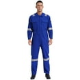 thumbnail image 1 of Doomiva Men's Reflective Strips Dungarees Coveralls Trun-down Collar Long Sleeve Jumpsuits Blue 5XL/195, 1 of 8