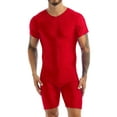 thumbnail image 1 of Doomiva Men's Spandex Wrestling Singlet Front Zipper Bodysuit Gym Workout Unitard Red L, 1 of 7