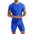 thumbnail image 1 of Doomiva Men's Spandex Wrestling Singlet Front Zipper Bodysuit Gym Workout Unitard Royal Blue S, 1 of 7