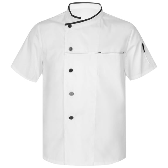 Doomiva Mens Cross-Over Collar Button Chef Coat Tops Cook Shirt Restaurant Canteen Hotel Chef Work Uniform White 3XL