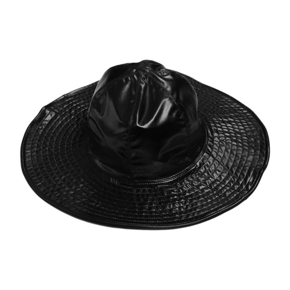 Doomiva Metallic Bucket Hat Trendy Holographic Fisherman Hats Unisex Wide Brim Sun Cap For Women MEN Jazz Dance Black One Size