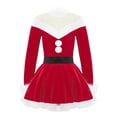 thumbnail image 1 of Doomiva Miss Santa Dancewear for Girls Velvet Long Sleeve Tutu Dress Party Gown Red 16, 1 of 6