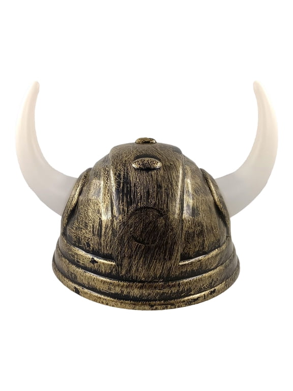 Premium Buffalo Horn Viking Helmet Detailed Classic Design for Adult Carnival Parties Gold One Size