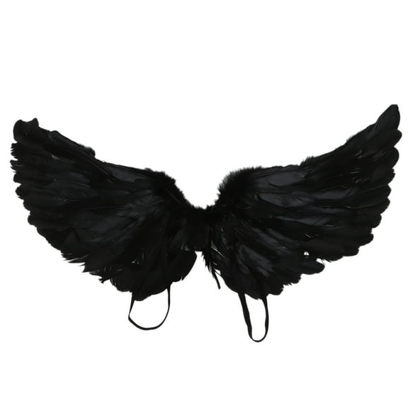 Doomiva Realistic Angel Feather Wing Photo Props for Holiday Party Decoration Props Birthday Party Scene Show Black 80*40cm One Size
