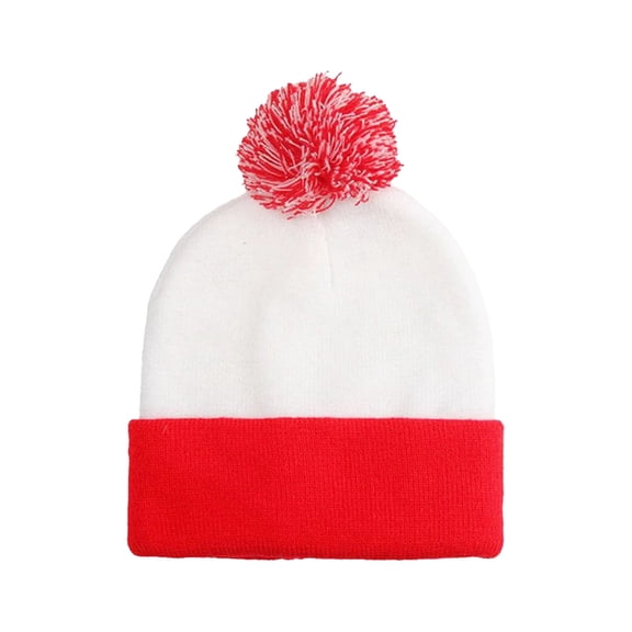 Doomiva Santa Knit Adult Hat - Classic Red Santa Beanie Hat for Christmas Birthday Party New Year Red White Stripe One Size
