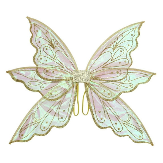 Doomiva Shiny Edge Butterfly Fairy Wings Flower Elf Wings Glitter Angel Wings for Performance Party Festivals Props Gold One Size