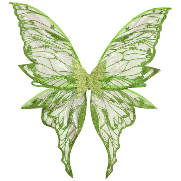Doomiva Sparkling Fairy Wings Butterfly Wings Princess Angel Wing for Carnival Party Elf Dress Up Green One Size