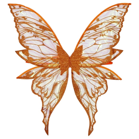 Doomiva Sparkling Fairy Wings Butterfly Wings Princess Angel Wing for Carnival Party Elf Dress Up Orange One Size