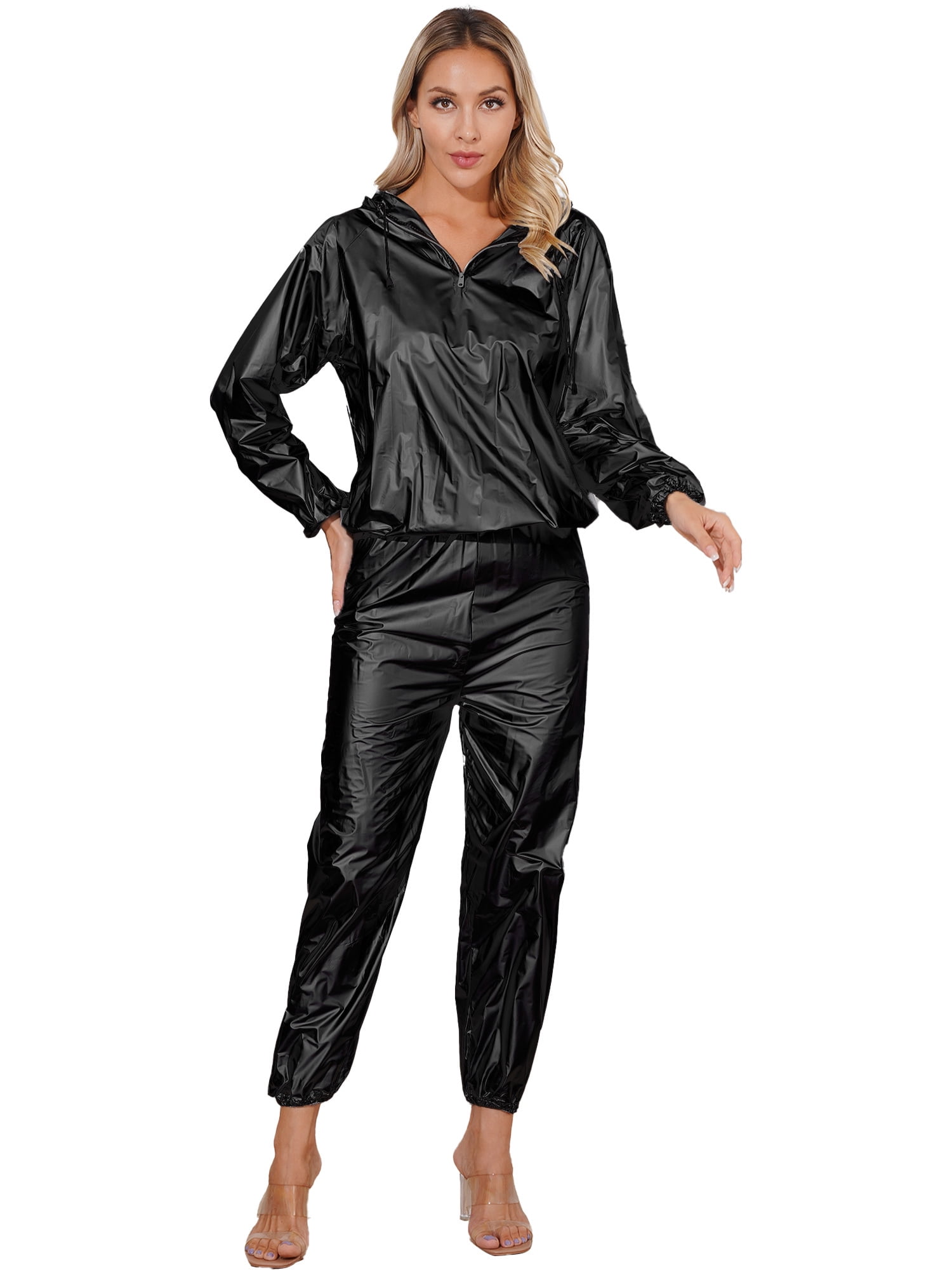 Doomiva Sweat Suit Heavy Duty Sauna Suit Fitness Exercise Gym Workout Suit for Men Women Black 3XL