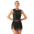 thumbnail image 1 of Doomiva Tassel Latin Dance Dress for Women Sequins Leotard Fringe Salsa Rumba Dance Dress Black M, 1 of 7