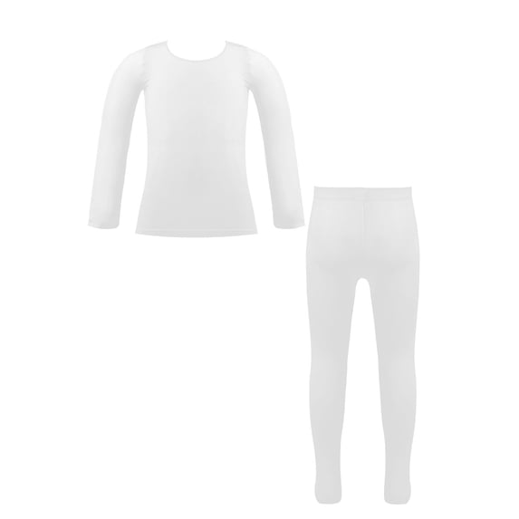 Doomiva Thermal Underwear Girls Boys Long John Set Fleece Lined Kids Base Layer Thermals Sets Ballet White XL