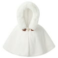 thumbnail image 1 of Doomiva Toddler Baby Girls Faux Fur Warm Thick Carseat Poncho Coat Princess Winter Hooded Jacket Ivory 90, 1 of 7