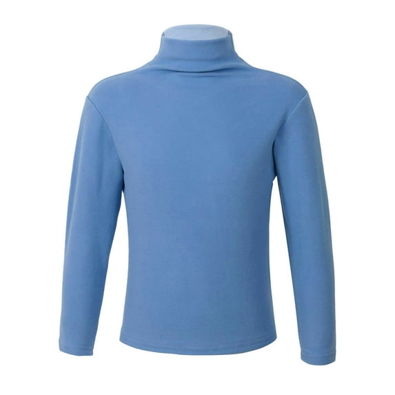 Doomiva Toddlers Baby Boys Girls Basic Solid Color Turtleneck T-Shirt Tops Cotton Mock Neck Long Light Blue 120