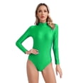 thumbnail image 1 of Doomiva Turtleneck Leotard Long Sleeves Ballet Gymnastic Dance Workout Fitness Bodysuit for Women Green XL, 1 of 7