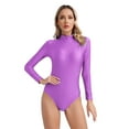 thumbnail image 1 of Doomiva Turtleneck Leotard Long Sleeves Ballet Gymnastic Dance Workout Fitness Bodysuit for Women Purple XL, 1 of 7