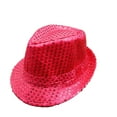 thumbnail image 1 of Doomiva Uniex Women Men Sequin Fedora Hat Disco Hat Jazz Dance Stage Performance Hot Pink One Size, 1 of 4