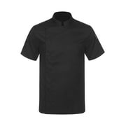 Doomiva Unisex Chef Coat Men's Short Sleeve Chef Jacket Restaurant Kitchen Cooking Chef Uniform Black M
