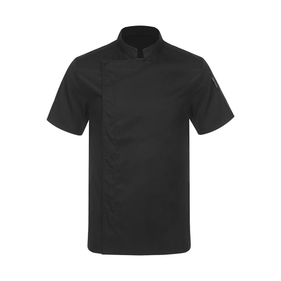 Doomiva Unisex Chef Coat Men's Short Sleeve Chef Jacket Restaurant Kitchen Cooking Chef Uniforms Black XXL