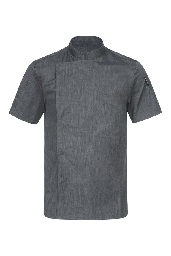 Unisex Chef Coat Men's Short Sleeve Chef Jacket Restaurant Kitchen Cooking Chef Uniforms Dark Gray XXL