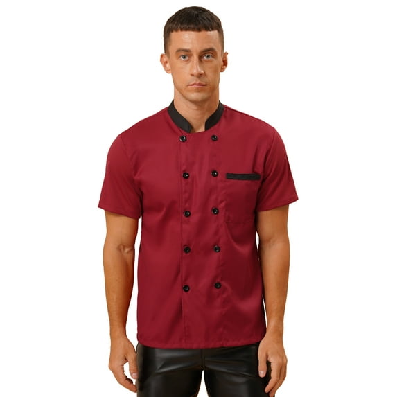 Doomiva Unisex Chef Coat Pressional Hotel Kitchen Chef Jacket Men Women Restaurant Canteen Working Uniform 04-Red XXL