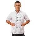 thumbnail image 1 of Doomiva Unisex Chef Coat Pressional Hotel Kitchen Chef Jacket Men Women Restaurant Canteen Working Uniform White&Black 3XL, 1 of 7