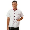 thumbnail image 1 of Doomiva Unisex Chef Coat Pressional Hotel Kitchen Chef Jacket Men Women Restaurant Canteen Working Uniform White&Burgundy XXL, 1 of 7