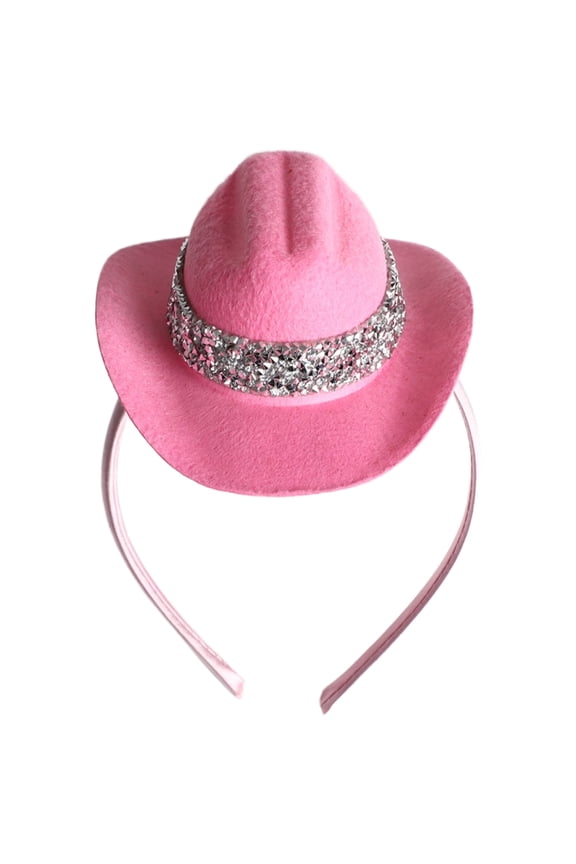 Western Cowboy Mini Hat Headband Flanging Topper Suede Top Hat Headwear for Carnival Party Type 4 One Size