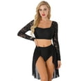 thumbnail image 1 of Doomiva Women 2Pcs Lyrical Contemporary Dance Outfits Ballet Crop Top Dance Dress Asymmetric Dancewear Black S, 1 of 7