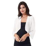 Women Chiffon Open Front Cadigan 3/4 Puff Sleeve Shrug Bolero,Cropped Cardigan e Women Chiffon Open Front Cadigan 3/4 Puff Sleeve Shrug Bolero,Cropped Cardigan e