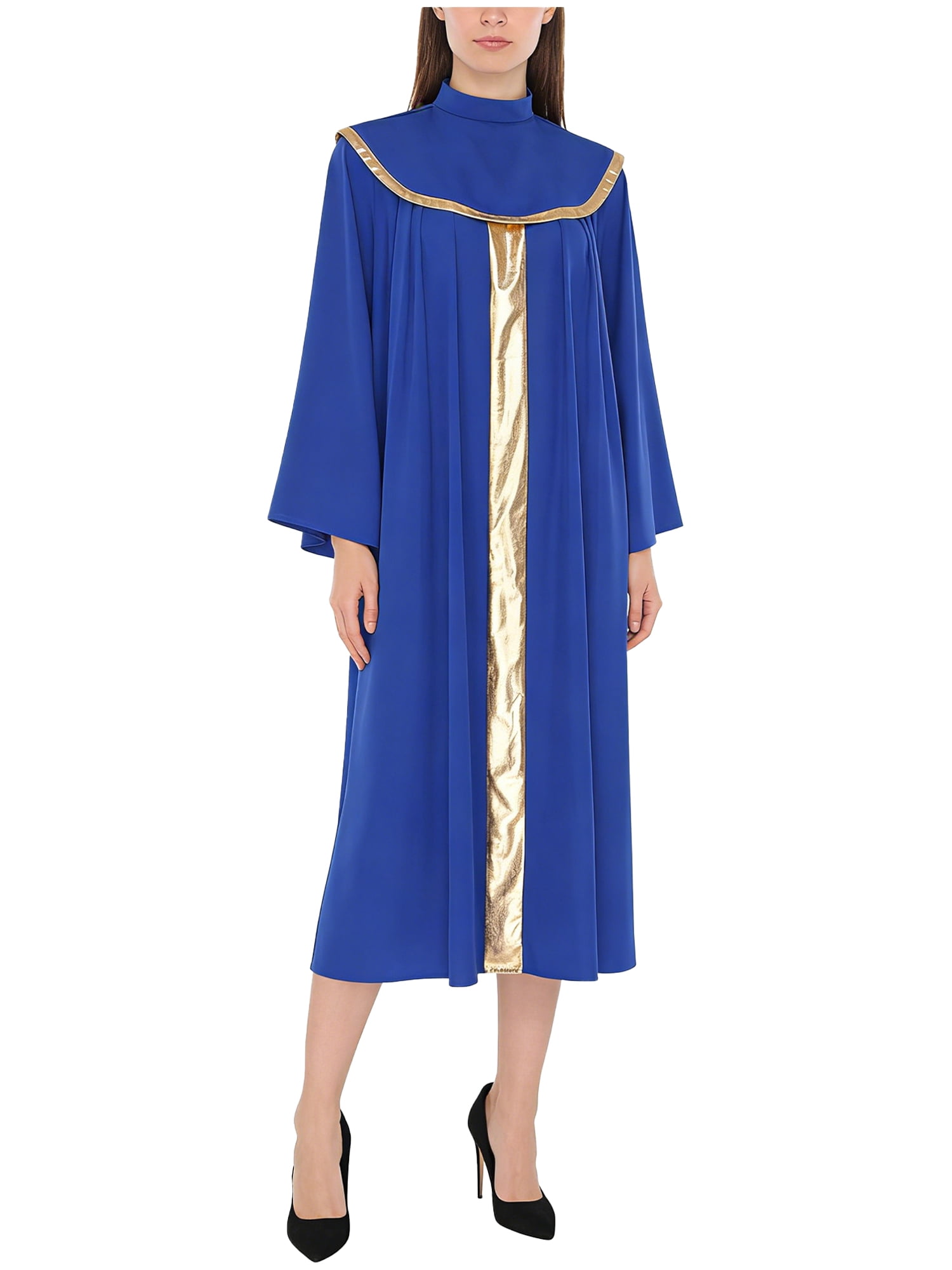 Doomiva Women Church Robe Metallic Shiny Flared Sleeve Loose Fit Choir ...