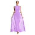 thumbnail image 1 of Doomiva Women Elegant Lyrical Dance Dress Tulle Maxi Overlay Dress Dance Performance Competition Dress Light Purple L, 1 of 7