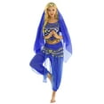 thumbnail image 1 of Doomiva Women Indian Dance Costume 4Pcs Belly Dance Outfits Halloween Carnival Performance Sets Royal Blue One Size, 1 of 7