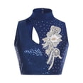 thumbnail image 1 of Doomiva Women Lyrical Dance Tops Sparkly Sequins Crop Top Modern Contemporary Ballet Dancewear Navy Blue XXL, 1 of 7