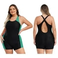 thumbnail image 1 of Doomiva Women Plus Size One Piece Boyleg Swimwear Water Surfing Unitard Athletic Bathing Suit Mint Green XL, 1 of 6