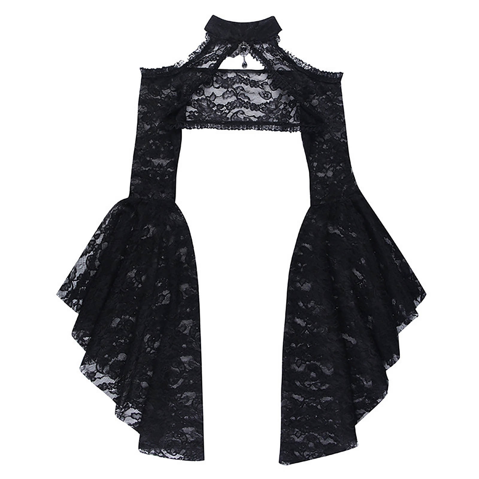 Doomiva Women Punk Sheer Shrug Bolero Top Gothic Crop Top with Long ...