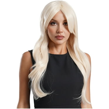Doomiva Women Rainbow Ombre Wigs Long Wavy Wig Gradient Long Curly Heat Resistant Synthetic Hair Wig Blonde One Size