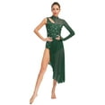 thumbnail image 1 of Doomiva Women Shiny Lyrical Dance Dress Asymmetric Figure Skating Dress Modern Contemporary Dancewear Green L, 1 of 7