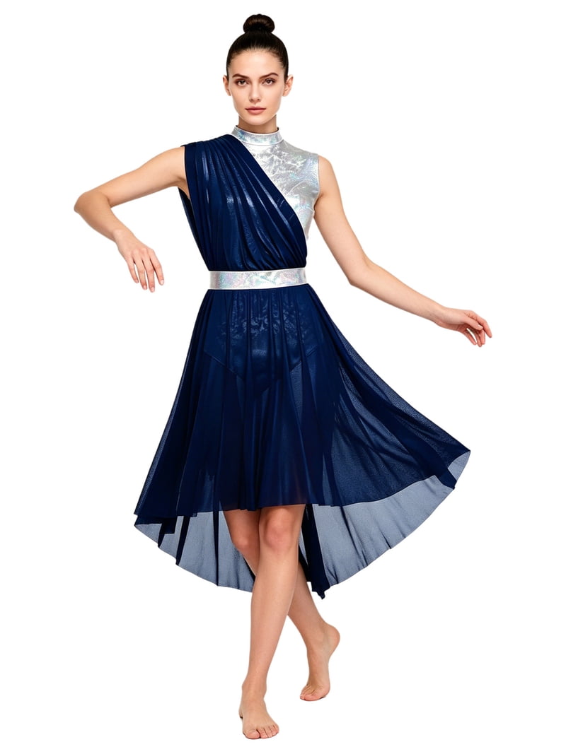 blue metallic mesh dress City Studio Womens Juniors Metallic Floral Evening Dress Navy 5