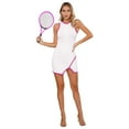 thumbnail image 1 of Doomiva Women Side Split Tennis Golf Dresses Knee Length Athletic Sport Dress Activewear White&Hot Pink XXL, 1 of 7