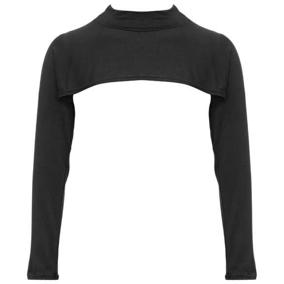 Doomiva Women Sweatshirt Crop Top Long Sleeve Bolero Open Front Workout Cropped Shirts Sports Shrug Black One Size