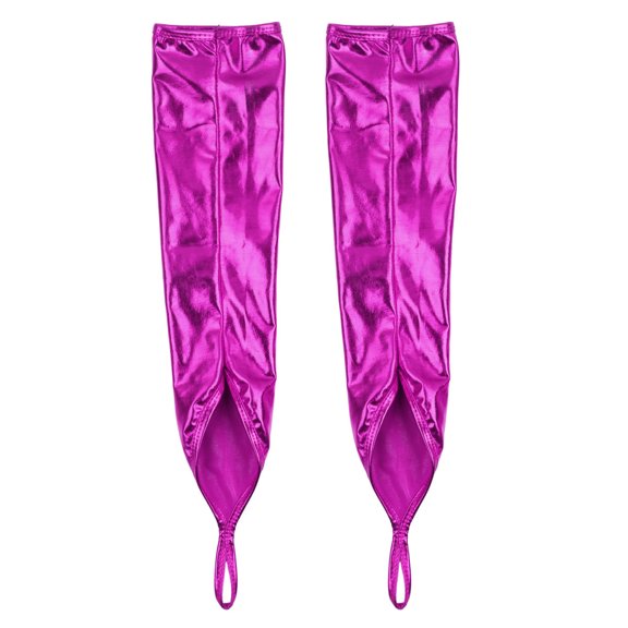 Doomiva Women's 1920s Shiny Fingerless Metallic Gloves Carnival Elbow Long Gloves with Mermaid Scale Dance Party Clubwear Costume Rose Red One Size