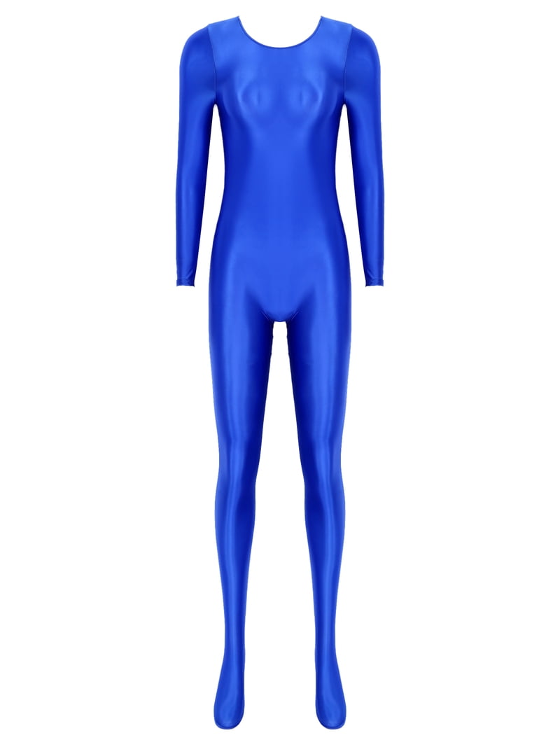 Doomiva Women's 70D Glossy Long Sleeve Bodystocking Sports Full