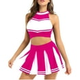 thumbnail image 1 of Doomiva Women's Adult Cheerleading Uniform Mini Pleated Skirt Schoolgirl Role Play Outfits Hot Pink M, 1 of 6
