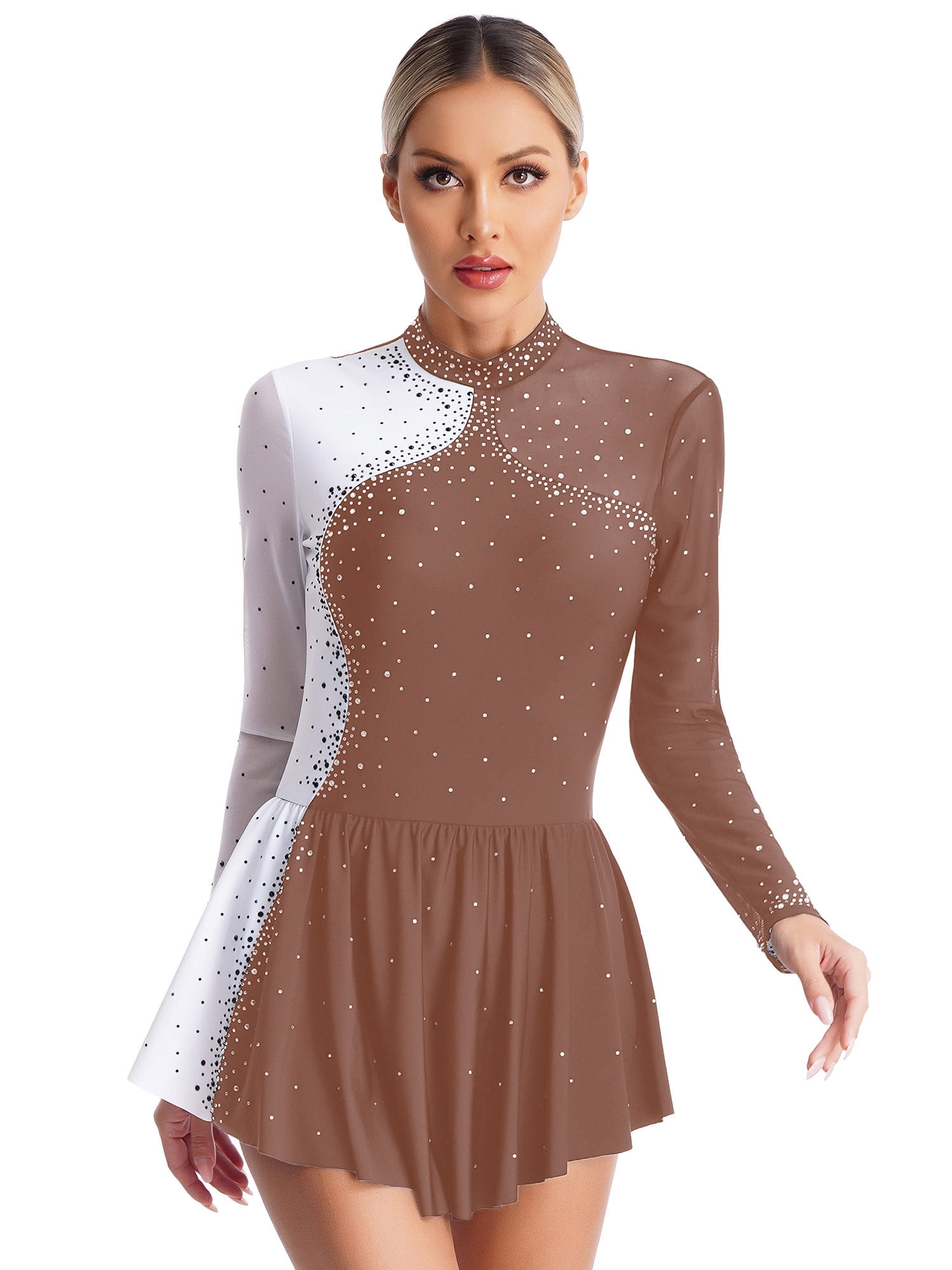 brown figure skating dress Ice Skating Figure skating Dress Gymnastics Costume brown dyeing black