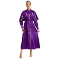 thumbnail image 1 of Doomiva Women's Church Choir Robe Long Sleeve Button A-line Long Maxi Dress Purple 4XL, 1 of 7