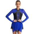 thumbnail image 1 of Doomiva Women's Figure Ice Skating Dress Long Sleeves Ballet Leotards Dance Costume for Competition Blue S, 1 of 7