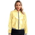 thumbnail image 1 of Doomiva Women's Holographic Jacket Long Sleeve Zipper Shiny Sparkly Bomber Jackets Outerwear Gold M, 1 of 5