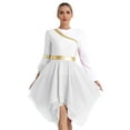 thumbnail image 1 of Doomiva Women's Liturgical Praise Dance Dress One Shoulder Irregular Hem Dresses Worship Dance Tunic White M, 1 of 7